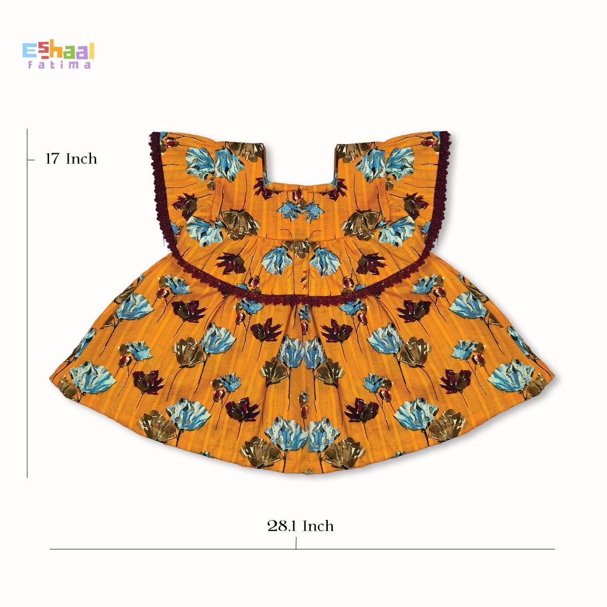Baby Orange Flowers Frock. - Eshaal Fatima
